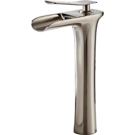 Robinet de lavabo de luxe en laiton, montage sur plage, mitigeur à poignée unique pour eau chaude et froide, de bassin de comptoir Balcon Robinet gris (1/4)