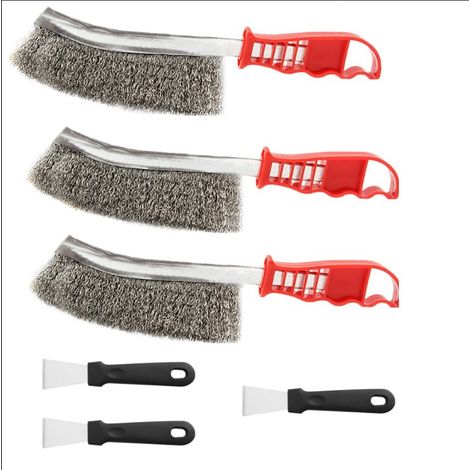 3-teiliges Edelstahl-Drahtbürsten-Set mit 3 Küchenreinigungslöffeln zur Entfernung von Schweißschlacke und Rost (1/3)