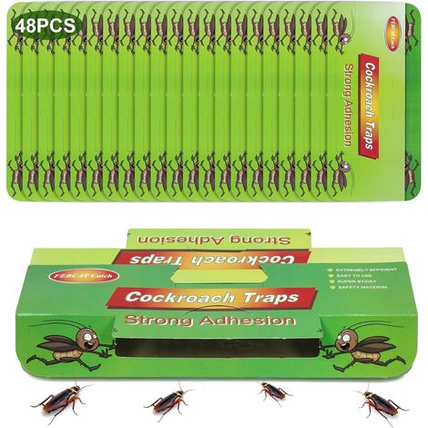 Lot de 48 Pièges à Cafards, Produit Anti Cafard Vert, Attrape-Cafards Efficace Contre Les Cafards (1/5)