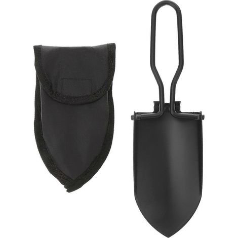 Outil de jardinage pliable et portable avec sac de rangement pour une utilisation en extérieur, en acier inoxydable noir. (1/2)