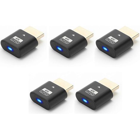 prises factices compatibles HDMI 4K avec voyants LED, adaptées aux cartes graphiques, aux adaptateurs d'affichage virtuel pour ordinateurs de bureau/portables (C) (1/5)