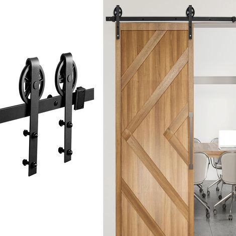 Sliding Door Hardware Kit 183cm Carbon Steel Large Model Rollers for Indoor Use (1/5)