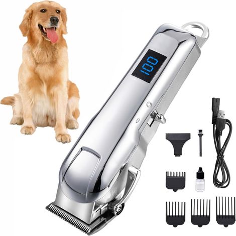 Cortapelos inalámbrico para perros con pelo grueso, kit de afeitado silencioso con pantalla LED, cortapelos con cuchillas de cerámica, cortapelos para perros y gatos