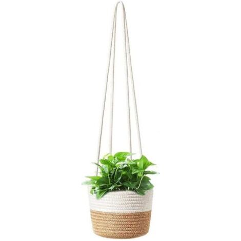 Pair Pot de Fleurs à Suspendre en Corde de Jute, Suspendu Panier Tissé, Pots de Plantes, Jardinière Suspendue en Corde, Panier Jardinière Suspendue Pot pour Plantes, Décoration Intérieure ou Extérieur