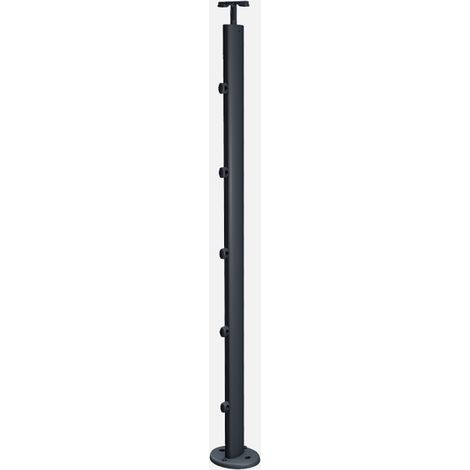 PRESTIO – Poteau de garde-corps en aluminium à plat Anthracite