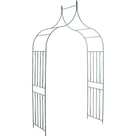 Supporto per arco di rose per piante rampicanti decorazione da giardino 215x140 cm in metallo verde 100003861