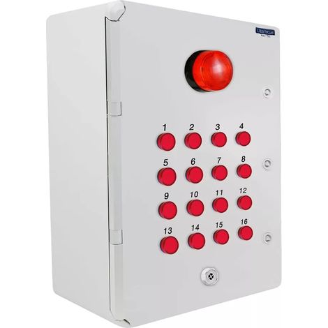 Boîtier supplémentaire pour identification alerte sans-fil 16 LEDs avec sirène + flash + télécommandes d'arrêt (DA600+) (1/5)
