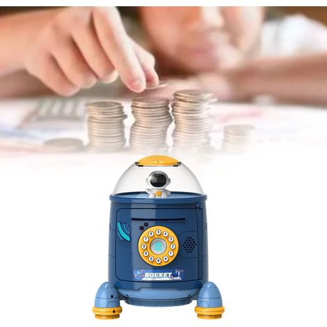 Coffre-Fort Électronique pour Enfants avec Code Secret et Alarme - Tirelire Sécurisée Bleue (1/5)