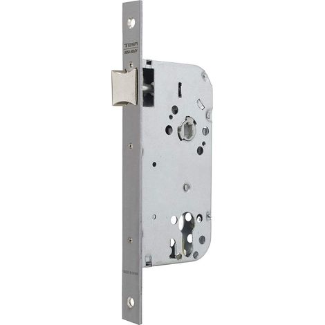 Serrure de porte en bois avec cylindre inoxydable entrée 50 mm/Front carré 135 (1/3)