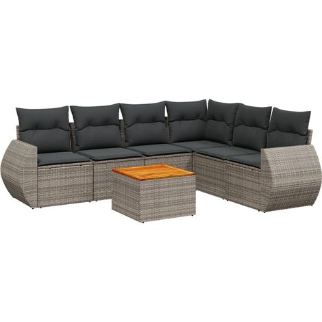 Maison Exclusive - 7-tlg. Garten-Sofagarnitur mit Kissen Grau Pol