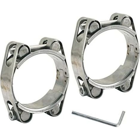 CSPARKV Collier de serrage robuste en acier inoxydable 304 à double tête double couche 45-55 mm Largeur de la bande 20 mm (2 pièces avec clé) (1/4)