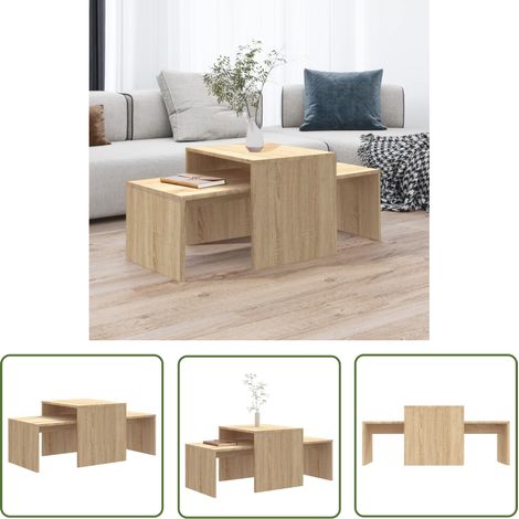 The Living Store Couchtisch-Set Sonoma-Eiche 100x48x40 cm Holzwerkstoff - Couchtisch - Set - Holzwerkstoff - Sonoma-Eiche - Wohnraum (1/5)