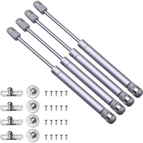 Pair 4Pcs 100N Verin Hydraulique, Amortisseur Porte Placard, Charnière Porte Placard, Ressort de Compression, Quincaillerie de Placards pour Levage Porte Armoire Meuble Cuisine Penderie à Chambre
