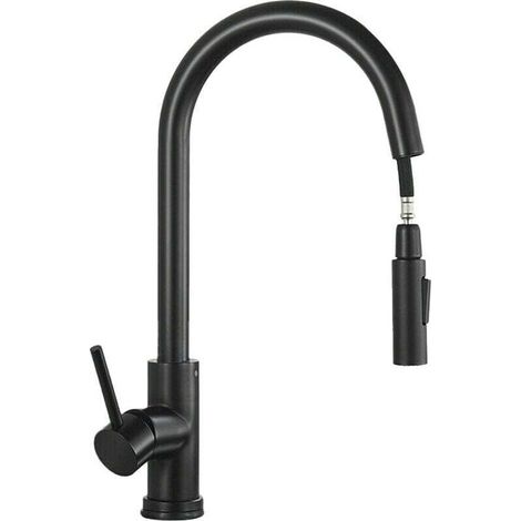 FOREHILL Küchenarmatur mit Ausziehbrause, 360° schwenkbarer Auszieh-Küchenarmatur, Warm- und Kaltwasser-Küchenarmatur mit 2 Strahlarten