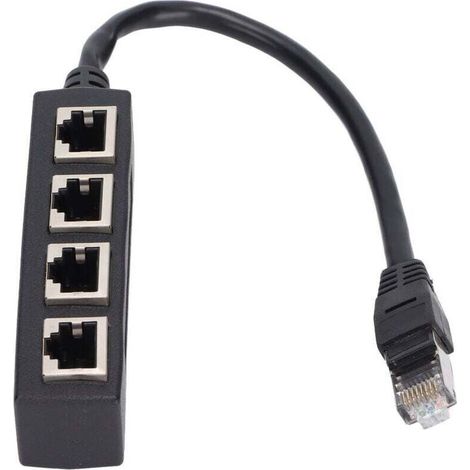 Sjqka – Adaptateur répartiteur RJ45 1 mâle à 4 femelles – Transmission fluide – Câble réseau CAT7 – Noyau plaqué or pour meilleure connectivité (1/4)