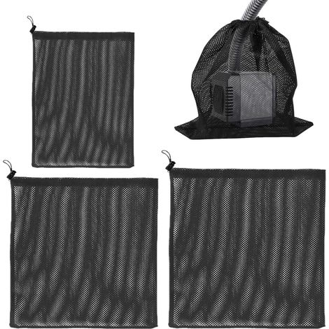3 Pièces De Filtre De Pompe À Eau Noir, Sac Filtrant Barrière, Sac en Filet De Pompe À Eau, Filtre De Bassin, Adapté Aux Aquariums Et Aux Piscines (1/5)