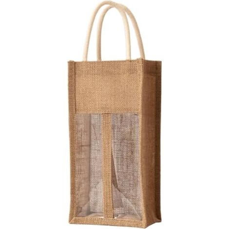 Sacs réutilisables en lin pour bouteille de vin avec compartiment (1/5)