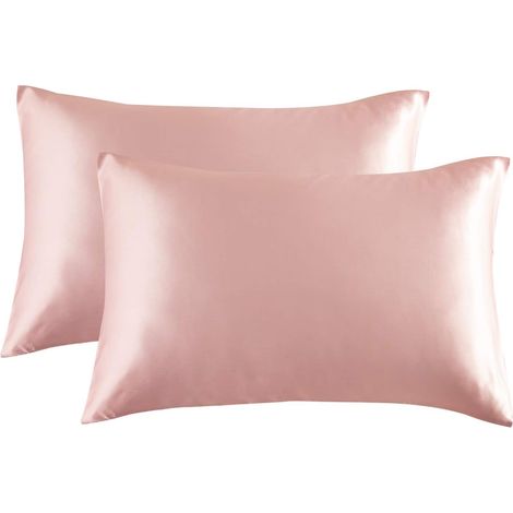 2 taies d'oreiller en satin 50 x 75 cm (rose)-Fei Yu