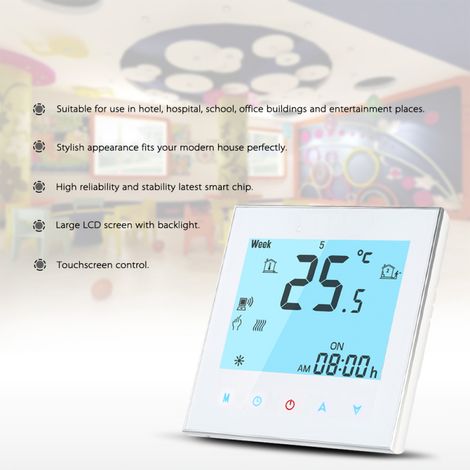 Thermostat intelligent Wi-Fi 3A 110240V pour chauffage de l'eau, économe en énergie, avec écran tactile LCD,Contrôleur de température programmable et durable (1/5)