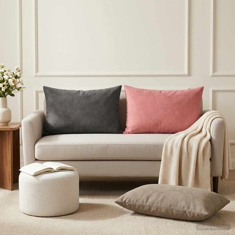 Irovami Lot de 2 housses de coussin, gris foncé, velours, 50x70 cm (1/5)