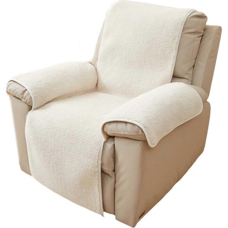 Housses d'accoudoirs pour canapés et fauteuils inclinables, en fausse laine d'agneau douce, antidérapantes, adaptées aux enfants et aux animaux domestiques. (1/5)