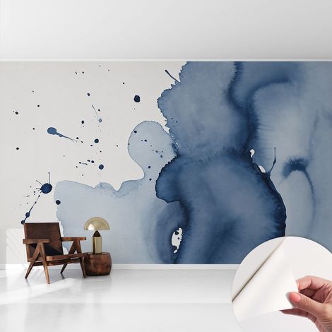 Carta da parati autoadesiva - fotomurale - decorazione parete - stile elegante - decorazione casa - Spruzzi blu scuro 416x254 cm (1/5)