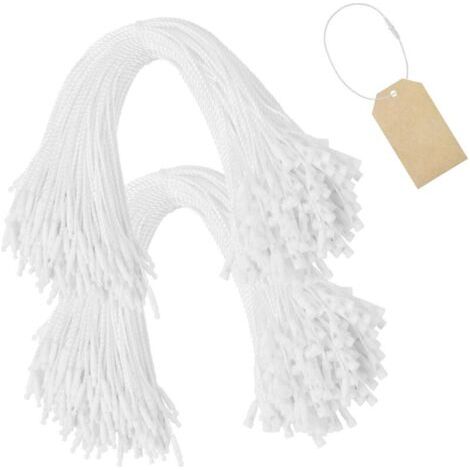 Pair Lot de 400 cordes en nylon jetables étiquettes suspendues avec fermeture à pression pour coller des bagages, bijoux