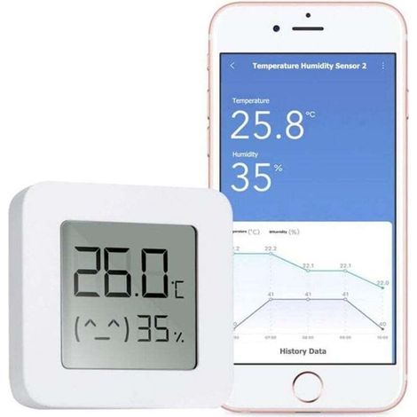 Hygromètre Thermomètre Bluetooth, Mini Thermomètre Digital Hygromètre Intérieur Numérique à Haute Précision, Moniteur de Température d'Humidité Bluetooth pour la Maison Bureau Cuisine (1/4)