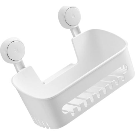 Étagère de Murale à Ventouse Forte Capacité, Support de Rangement sans Perçage Blanc, Adapté Salle de Bain et Toilettes, Organise Shampoing et Accessoires (1/5)