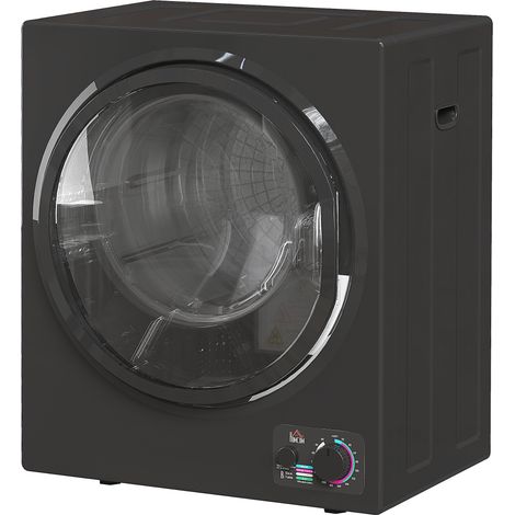 Sèche-linge électrique portable 850W, capacité 33L 4 modes de fonctionnement, acier inoxydable, 49 x 40,5 x 60 cm, noir