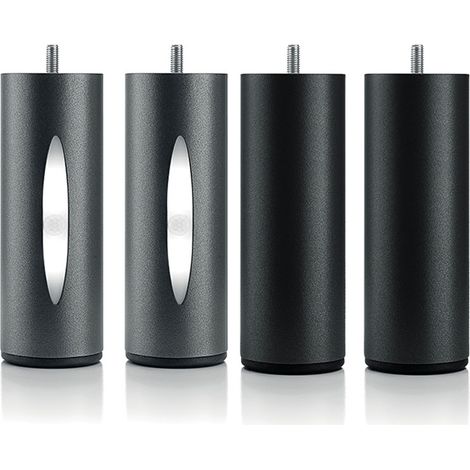BELLECOUR LITERIE Jeu de pieds de lit cylindriques (2 lumineux + 2 métal Noirs) (1/5)