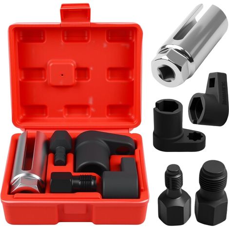 Sondes Lambda, jeu d'écrous à clés, sonde lambda 5 pièces, kit d'outils et kit de réparation de filetage, outil de réparation de voiture avec entraînement 1/2" 3/8" pour démontage (1/5)