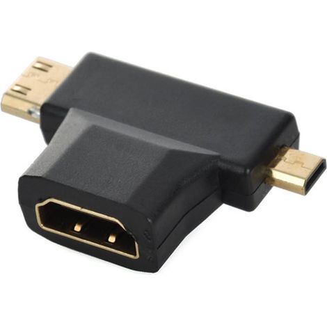 Adaptateur combiné Micro Mini HDMI vers HDMI 1.4 Femelle 2-en-1 4K à 60 Hz (1/5)