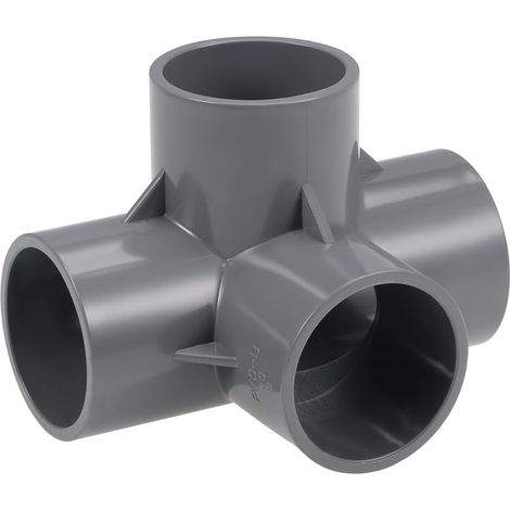 Raccord 4 Voie Tuyau PVC coudé T pour Meuble irrigation Gris 40mm 4Pcs (1/3)