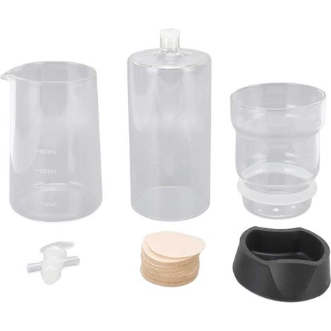 Wiederverwendbare und verstellbare 400-ml-Kaffeekanne aus klarem Borosilikatglas mit Filter für Eiskaffee (1/5)
