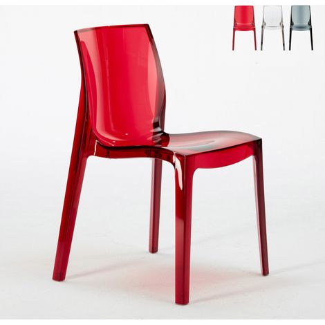 Sedie trasparenti cucina bar Femme Fatale Grand Soleil Design in policarbonato - Trasparente Rosso (1/5)