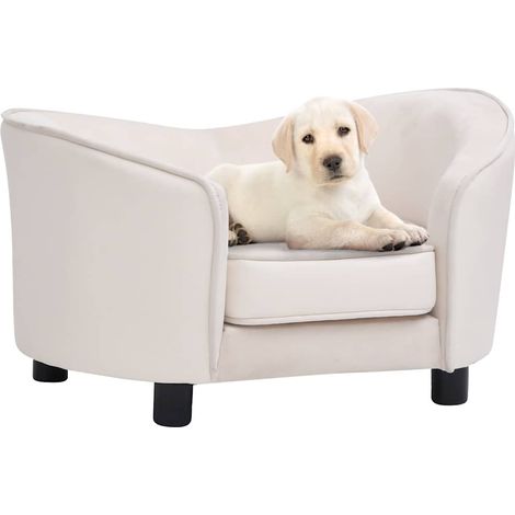 Dog Sofa Cream 69x49x40 cm Plush and Faux Leather vidaXL (1/5)