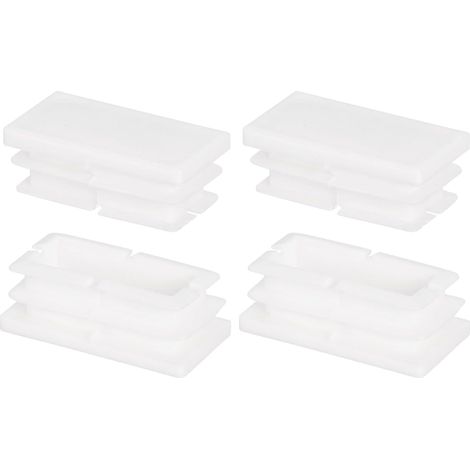 40mm x 20mm x 15mm Bouchon en Plastique pour Meuble Rectangulaire, 4 Pcs Blanc Embout de Tube de Tuyau Insérer de Capuchon Insérer Coulissant pour Tube Métallique Clôture, Blanc (1/5)