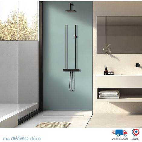 Panneau de douche : Bleu vert de gris voilé - Alu composite - 90 - 245 (1/4)