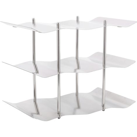 Étagère à Vin 3 Niveaux en Acier Inoxydable, Support à Vagues pour Cave ou Cuisine, Rangement Design pour Bouteilles (1/5)