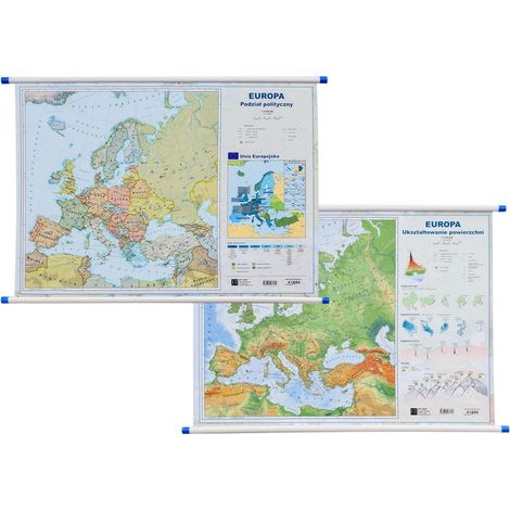 Europa. Mapa político y geográfico. Mapa mural a doble cara. (1/5)