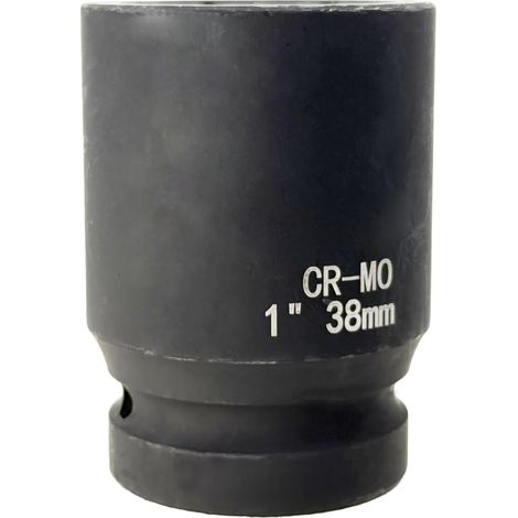 38-mm-1"-6-Punkt-Steckschlüssel, 1 38-mm-Schlagschrauber-Steckschlüssel, Chrom-Molybdän-Stahl CR-MO (Schwarz) (1/5)