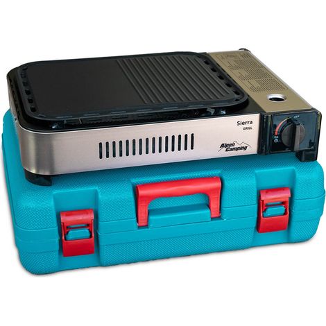 Barbecue grill Plancha gaz 2100W Piezo Haute Qualité + Mallette de transport ALPEN (1/5)