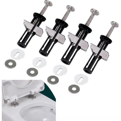 Lot de 4 Vis de Fixation pour Abattant WC, Kit de Fixation Abattant WCUniversel, Charnières à Vis D'expansion en Alliage Fixation Lunette WC Sans Outils, Convient à des Trous de 14-20mm (1/5)