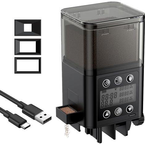 Distributeur Automatique pour Aquarium, Distributeur Nourriture Poisson Ajustable et Rechargeable de Grande capacité avec minuterie, nourrisseur Automatique pour Poissons en Poudre et granulés (1/5)