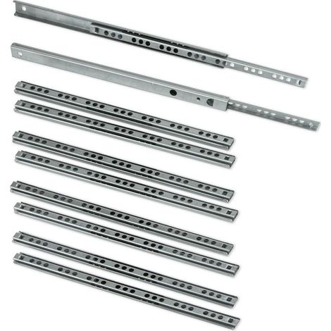Lot de 5 paires (10 pièces) Coulisses/Glissières à Billes Extrait Partie 17mm x 278mm pour Tiroir, Zingué (1/4)