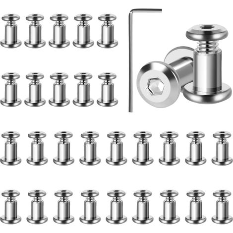 30 Pièces Vis de Connexion M3, Vis de Raccordement M3 X 5 mm avec Clé Hexagonale, Vis Assemblage Meuble en Acier Inoxydable, Vis de Jonction pour Meubles, Armoires et Planches en Bois (1/5)