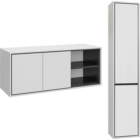 Doppelwaschtisch und Hängesäule 120cm Sophéa, Weiß (1/5)