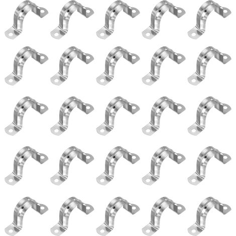 25 Collier de fixation, Acier inoxydable 304, Support en U 2 trous, Pour tuyau 35mm, Plomberie et électricité (1/5)