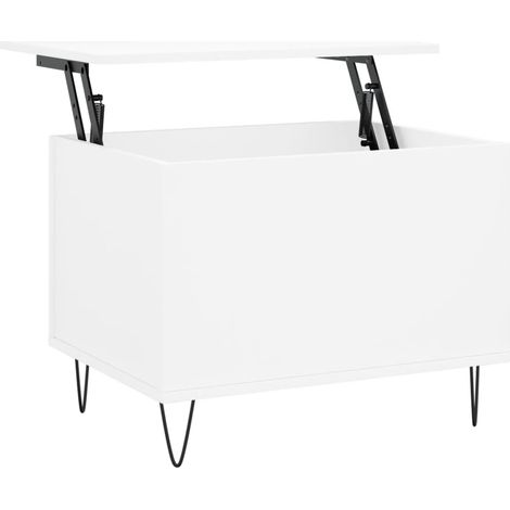 Mesa de centro elevable de diseño moderno 60 x 44,5 x 45 cm madera de ingeniería blanca y metal DEC037910